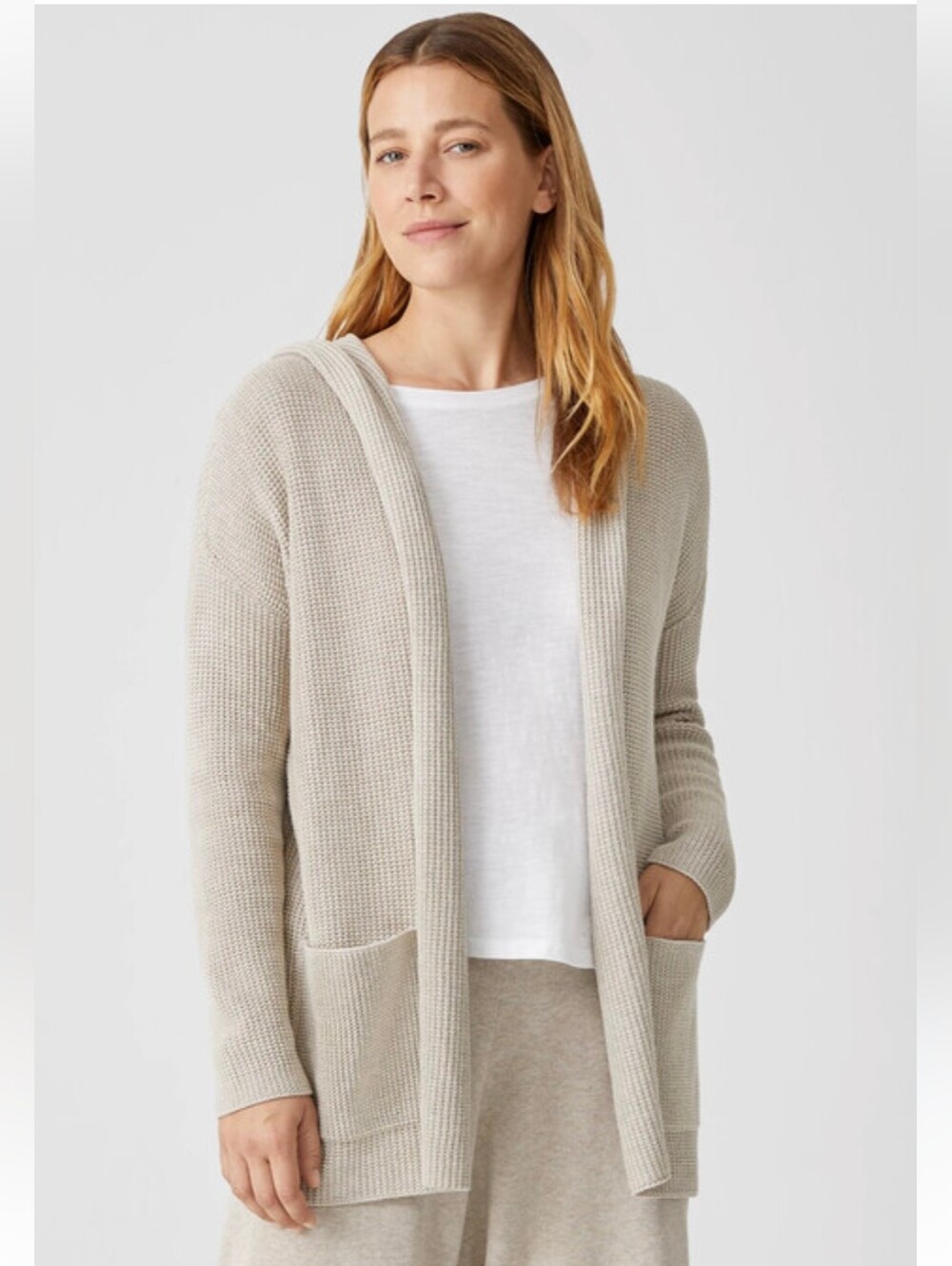 Eileen Fisher 100% organic cotton hooded cardiganswrater Oversized Knits Womens